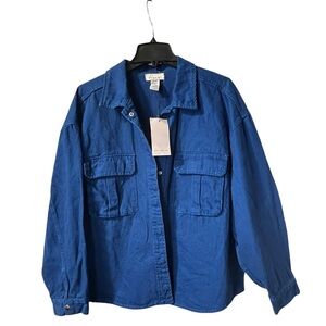 IF IT WERE ME snap front oversized trucker layering utility jacket coat NWT